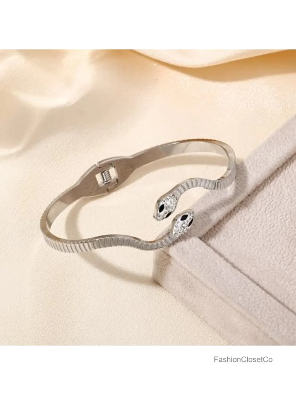 Adjustable Silver Plated Snake Bracelet - Lightweight Brass Snake Chain Jewelry